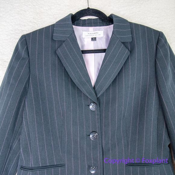 Tahari Arthur S. Levine pipe blazer three-button, women's size 14 - Picture 2 of 10